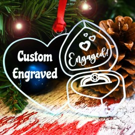 LHS Engraving Christmas Ornament 2020 Custom Frosted White For Engagement Acrylic Proposal