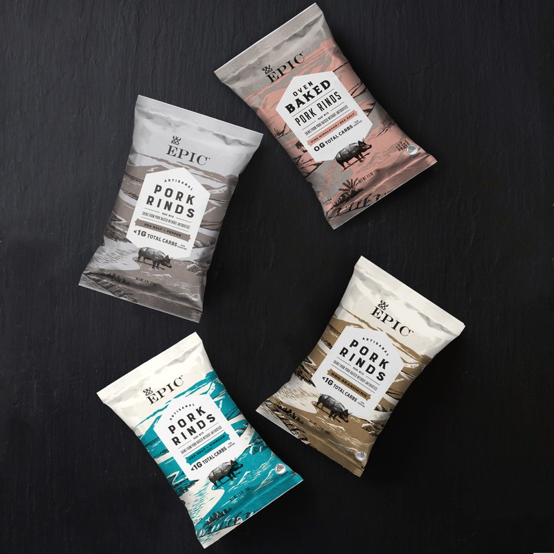 EPIC Sea Salt + Vinegar Oven Baked Pork Rinds, Keto