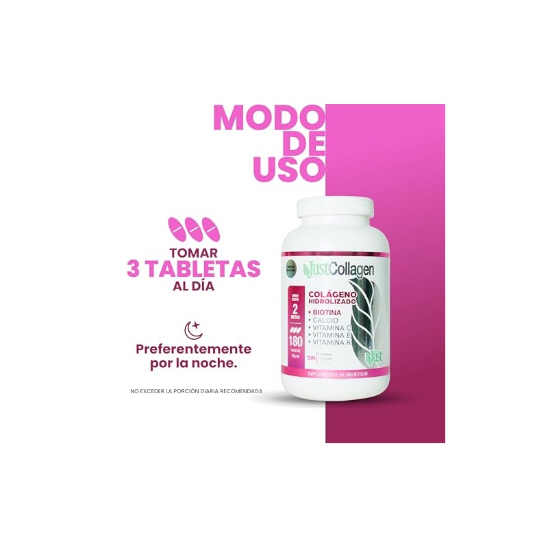 Colágeno Hidrolizado Fórmula Premium 180 Tabletas Sin Azúcar, Sin Grasas,