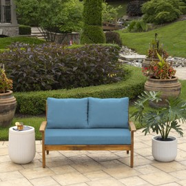 Arden Selections Outdoor Loveseat Cushion Set, 48 x 24, Water Repellent, Fade Resistant, Cushion Set for Couch, Bench, and Swing 48 x 24, French Blue Texture