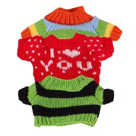 UPKOCH 3PCS Ropa Para Oso De Peluche, SuéTeres De MuñEco De Lana, Accesorios De Reemplazo Para MuñEcas, Incluye SuéTer Rojo Con CorazóN, SuéTer De Rayas Verdes Y Negras, Y SuéTer De Rayas ArcoíRis