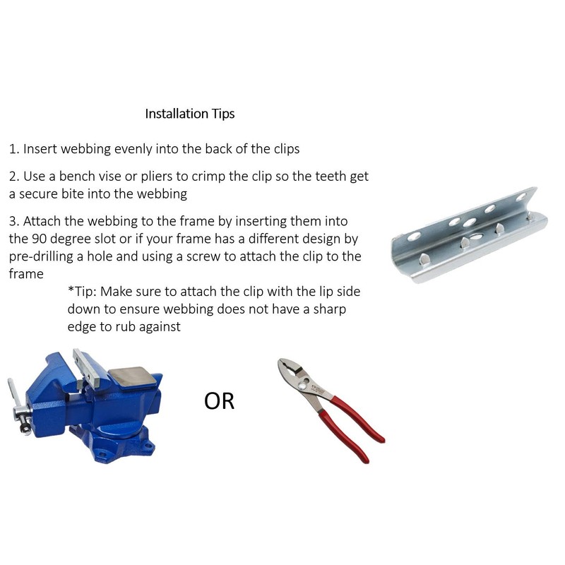 YuanKanJu Briar Hill Metal End Clips for Rubber Upholstery Webbing,