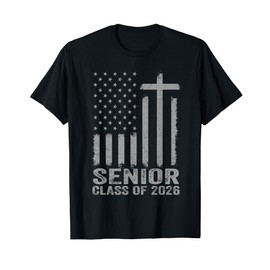 Senior Class of 2026 USA Flag Cross Christian Graduation T-Shirt