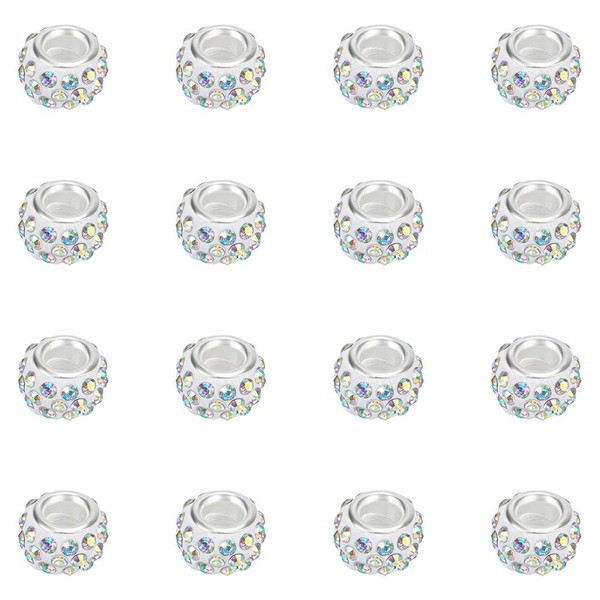 NBEADS 100Pcs 11~12mm Polymer Clay Pave on Crystal AB Color