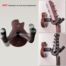 DIDA Guitar Wall Mount - U-Shape Guitar Wall Hangers, Guitar Accessories with 5 Guitar Picks, Guitar Wall Mount Hanger for Acoustic Guitar, Electric Guitar, Banjo, Bass, Mandolin (Style B-Walnut)