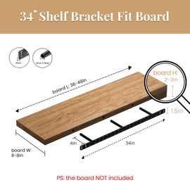 2pcs Floating Shelf Hardware Heavy Duty Hidden Shelf Brackets Support,Wall Mounting Invisible Floating Shelves Bracket with Jig (34" x 4" x 1.5")