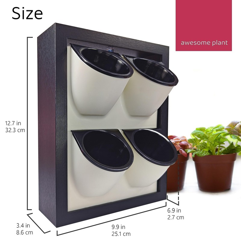 Awesome Plant Wall Garden 4 Vertical Wall Planter, 4 Pots