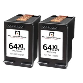 Compatible Ink Cartridge Replacement for HP N9J92AN (64XL) Black Ink Ctg (480 YLD) for use in 6220, 6222, 6222 All-in-On, 6230, 6232, 6234, 6255, 7120, 7130, 7134, 7155 (2 Pack)