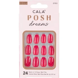 CALA - "Posh Dreams" uñas postizas ovaladas (24 uñas en 12 tamaños, carmesí)