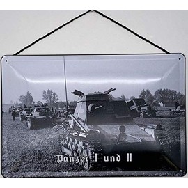 Blechschild mit Kordel 18 x 12 cm Nostalgie Schild: Panzer I und II - Blechemma