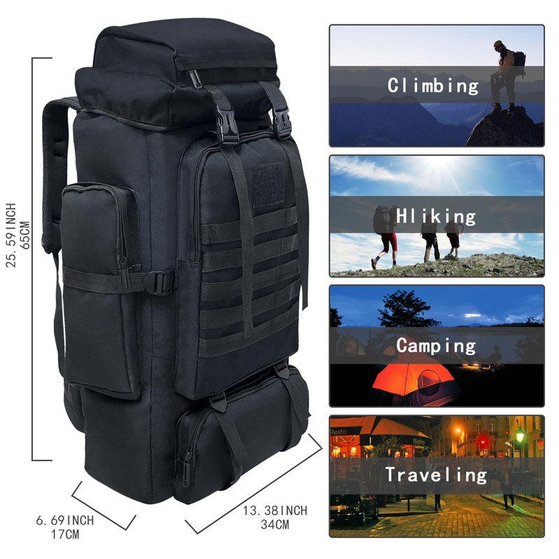 Ogetok 80L Hiking Backpack Camping Rucksack, 80 liters Large Capacity