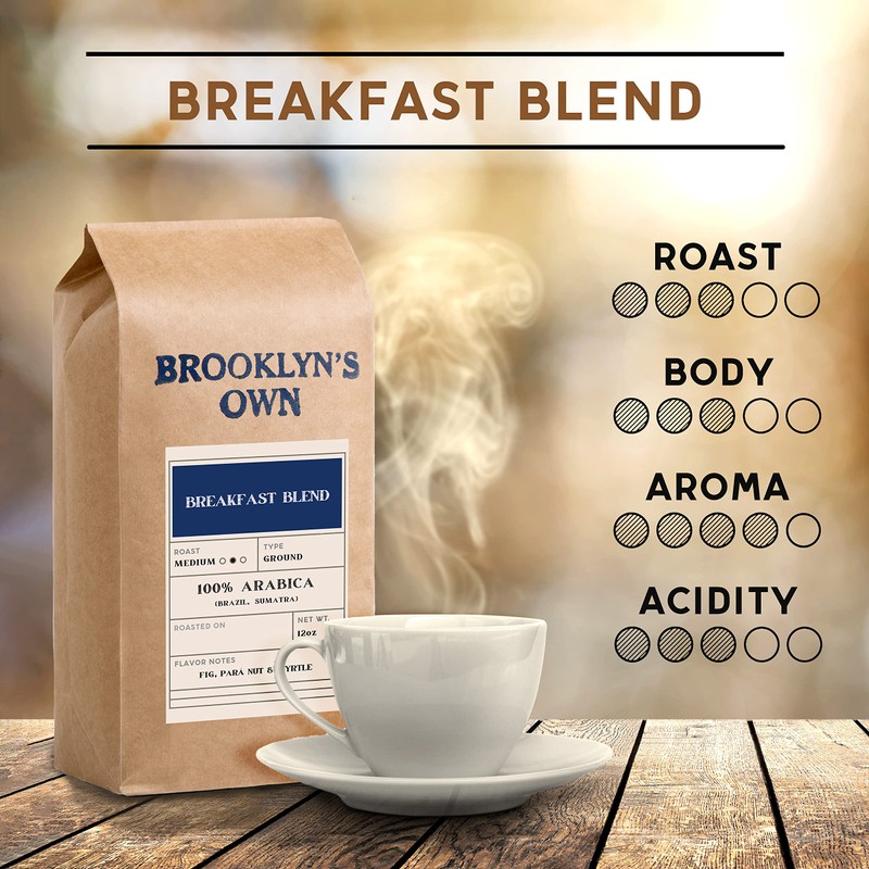Brooklyn's Own Medium Roast Breakfast Blend Ground Coffee - 100%