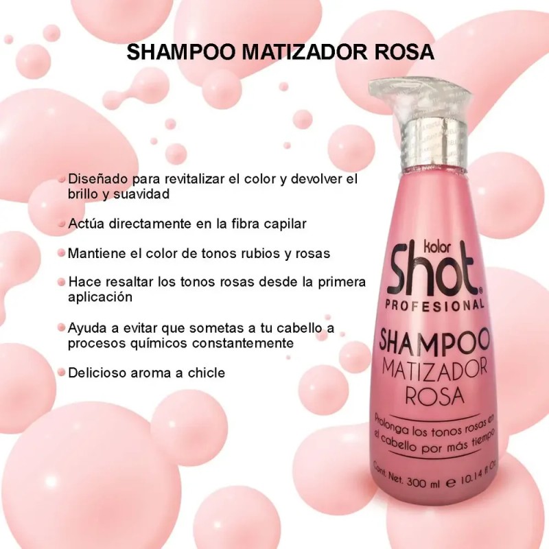 Shampoo Matizador Rosa Kolor Shot P/ Cabello Tinte Fantasia