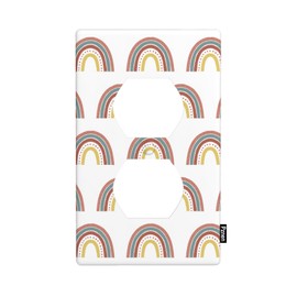Pznen Boho Rainbow Duplex Receptacle Outlet Wall Plate Cute Cartoon Rainbow Light Switch Cover Plate, Standard Size 1-Gang Wallplate Outlet Covers 4.5" x 2.76"