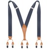 Timiot Mens Suspender Wide Leather 6 Metal Clips Adjustable Straps