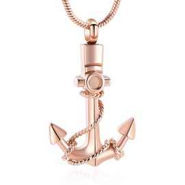 mingkejw Anchor Urn Necklace for Ashes Cremation Jewelry Stainless Steel Memorial Necklace Ash Holder for Human Pets Keepsake Jewelry for Loved Ones with Fill Tool
