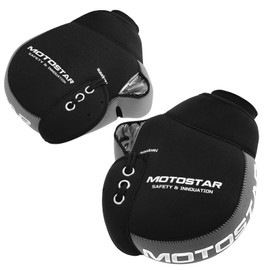 MOTOSTAR Motorcycle Steering Wheel Cover, Neoprene, Easy Installation, Handle Warmer, Includes Reflector, Windproof, Cold Protection, Waterproof, Good Seams, General Purpose, Heat Retention, One Size