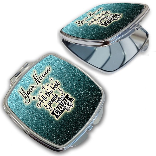 Bleu Reign Compact Personalized Pocket Mirror Custom Name Blue Shimmer