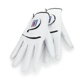 PGA TOUR Two Pack Men's Leather Glove-Right, Bright White, Small