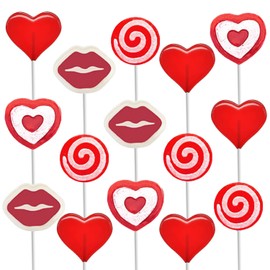Fruidles Half Pound Valentine's Lollipop Party Mix, Hearts, Lips N' Swirls Mixed Fruit Flavor Assortment, Individually Wrapped Assorted Half-Pound