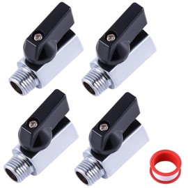 GCESSOIRY 4 Pieces 1/2" Brass Mini Ball Valve NPT Female x Male Shut-Off Valve with 2 Pieces Tape