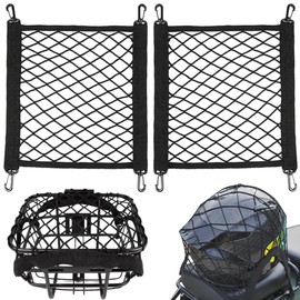 SKJJM Rete per Casco Moto, 2 Pezzi Rete Bagagli per Mot 30x30 cm, ReteBicicletta, Rete Elastica con Elastico per Casco Bagagli e Accessori, Pratico Supporto per Casco e Oggetti