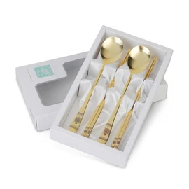 Golden Bell Gold Turtle Laser Couple Spoon / 골든벨 금거북 레이저 부부 수저