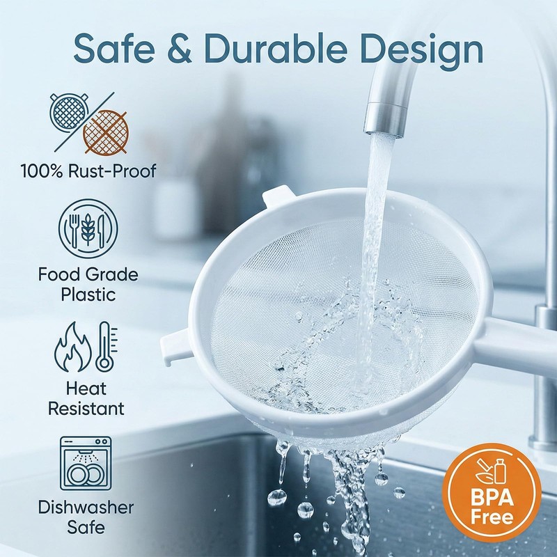 3 PCS Plastic Strainer with Handle Fine Mesh Strainer with