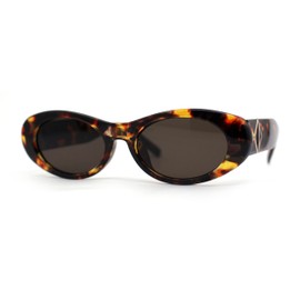SA106 Mod Womens Narrow Oval Thick Plastic Fashion Sunglasses Tortoise Brown