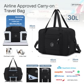 SPAHER Eurowings Hand Luggage Bag 40 x 30 x 25 cm Foldable Travel Bag Aeroplane Sports Bag Women Men Duffle Bag Waterproof Weekender Handbags Hand Luggage Gym Fitness Bag with Travel Toiletry Bag