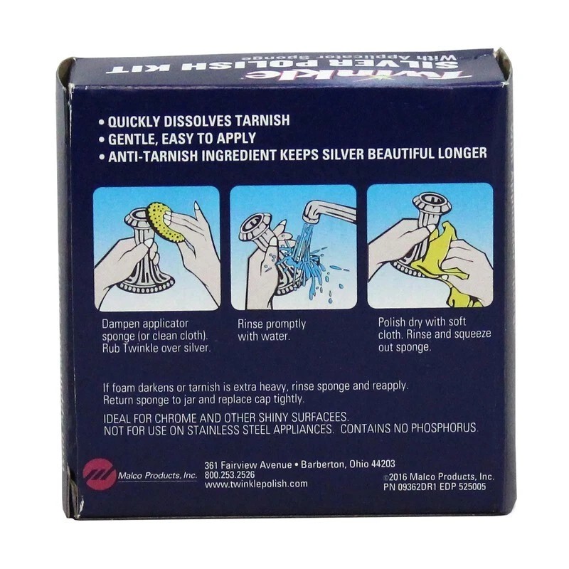 Twinkle No Scent Silver Polish 4.4oz Cream w/ Applicator Sponge