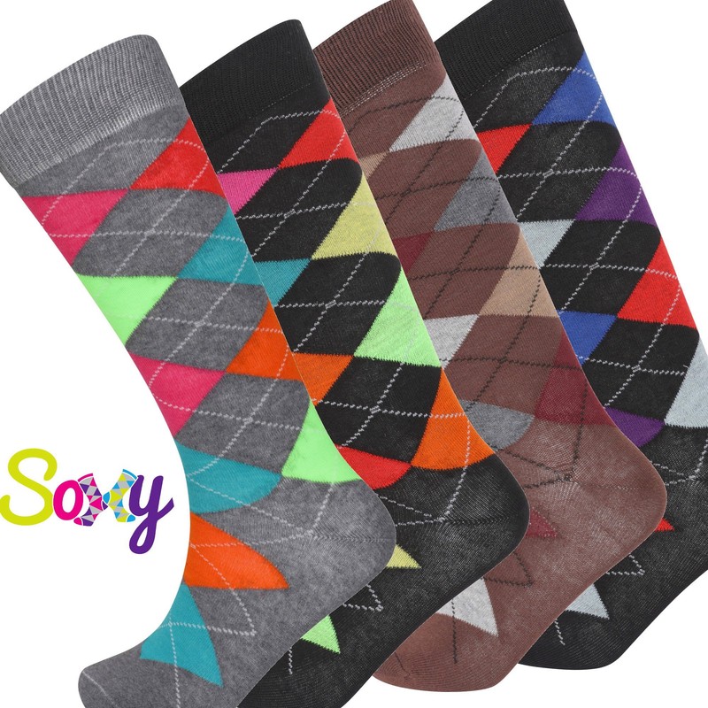Soxy® Mens Pack of 4 Cotton Rich Knee High Long