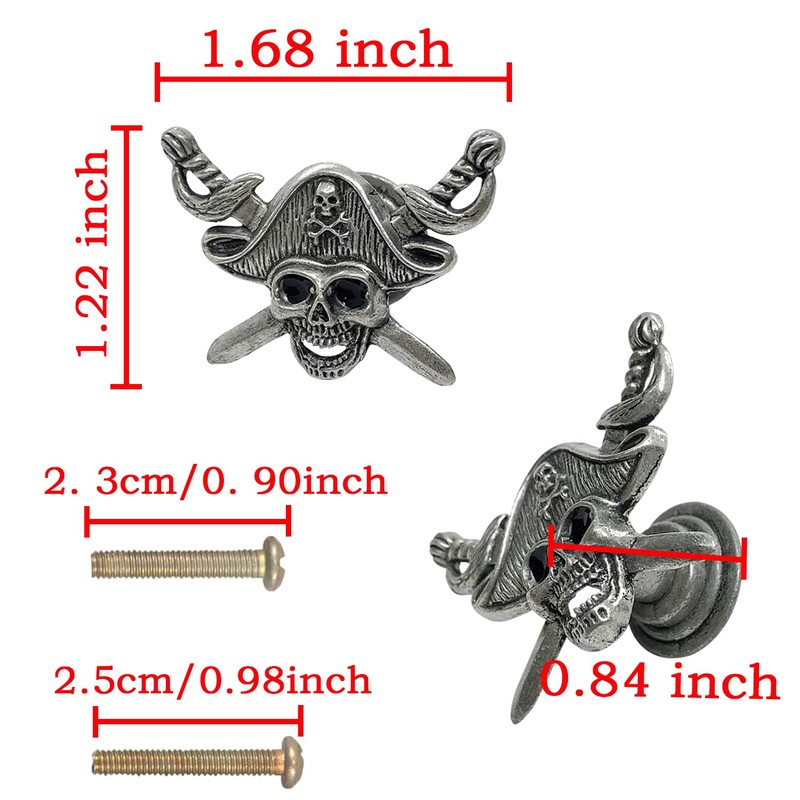 LLDYNW 4 pcs Pirate Knobs Beach Ocean Theme Cabinet Knobs