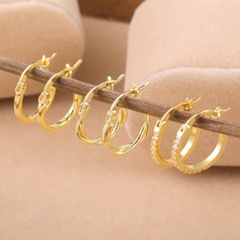 ALEXCRAFT Creolen Gold Ohrringe, Damen 14k Echt Vergoldete Multipack Creolen Gold Set Kleine, Ohrringe Gold Set Kleine Creolen Eckig Oval Herz Klobig Piercing Knorpel Kreolen Huggie Gold Creolen