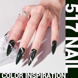 MelodySusie Black Gel Nail Polish, 15ml Gel Nail Polish Blackish Green Color 517, Soak Off UV LED Nail Lamp Gel Polish Nail Art Starter Manicure Salon DIY At Home 0.5 Fl Oz