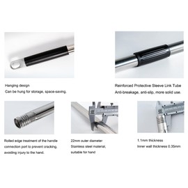 Xifando Long Handle 4 Section Stainless Steel Pole Heavy-Duty Push Broom Brush Pole Replacement (4 Section Poles-25mm)