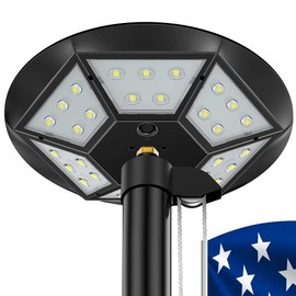 Flag Pole Light Solar Powered, 3000lm Flagpole Light Outdoor IP67 Waterproof Dusk to Dawn for 24 Hours Double Lighting Coverage (Black)