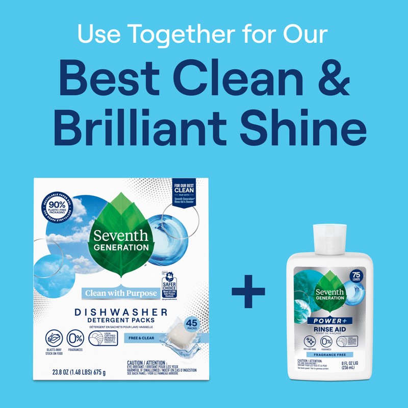 Seventh Generation Power+ Dishwasher Rinse Aid, Fragrance Free, 8 fl