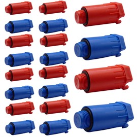 SKIR'CO (Pack of 20) Construction Plugs 1/2 Inch, Red and Blue Plastic Pressure Plugs, Water Pressure Test Plugs with Gaskets