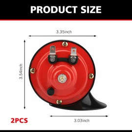 Downhill 2 PCS 300DB Super Loud Train Horns, 12V Waterproof Snail Air Horns, Waterproof Metal + ABS Stereo Sound Snail Horns, Suitable for Most Cars, Trucks, Boat, Motorcycle (Red)