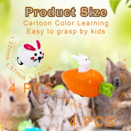 YIAJIA Easter Gifts for Kids - 8Pcs Bunny & Carrot Pull Back Racers, Easter Party Bag Fillers, Easter Toys for Toddlers for Easter Basket Filler Party Favors Gifts