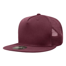 DECKY Standard 5 Panel High Profile Structured Cotton Blend Trucker, Maroon