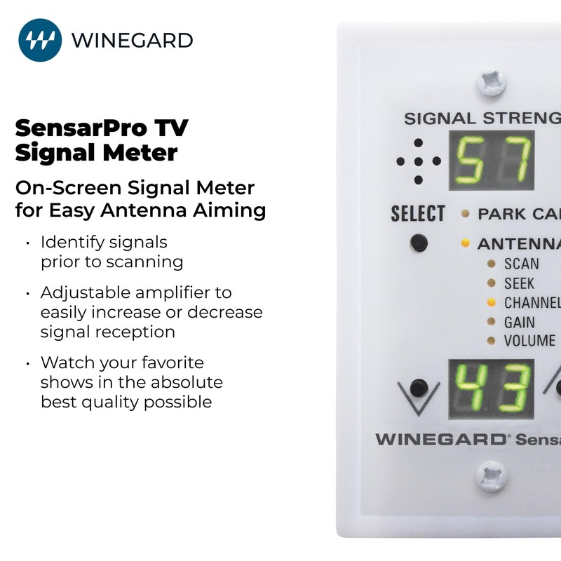 Winegard RFL-342 Sensar Pro White TV Signal Strength Meter, Find