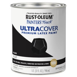 Rust-Oleum 1976502 Painter's Touch Latex Paint, Quart, Flat Black, 32 Fl Oz, (Pack of 1)