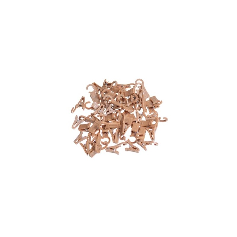 Curtain hooks for rings, oak, 25 pieces, 10 mm diameter,