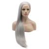 Lushy Straight Long 26inch Grey Half Hand Tied Synthetic Lace