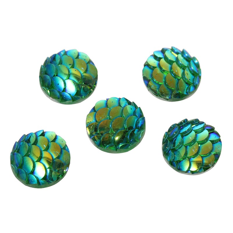 Unbranded 10 pcs. Green Iriscedent Mermaid Fish Scales Dragon Cameo