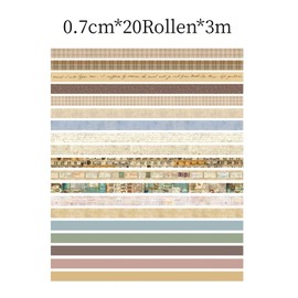 Uixxducc 20 Rolls Vintage Washi Tape Set, Masking Tape, Decorative Tape, 7 mm x 3 m, DIY Paper Tape for Beautifying Bullet Journals, DIY Crafts, Scrapbooking, Planner (Vintage)