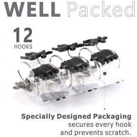 Bear & Deer Shower Curtain Hooks - Black Rustic Cabin & Christmas Reindeer Decorative Hooks Rustproof Stainless Steel Rings - Farmhouse Lodge Western & Woodland-Themed Bathroom Home Décor