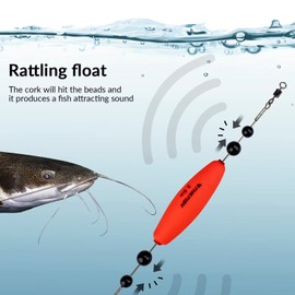 THKFISH Fishing Bobbers Catfish Float Rigs Santee Rig for Catfishing Tackle Rattling Cork EVA Foam Peg Floats Bait Rigs 4PCS 2.5in